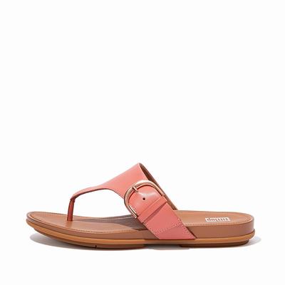 Fitflop Gracie Buckle Leather Toe-Post Sandaler Dame, Rosa 893-A28 Outlet